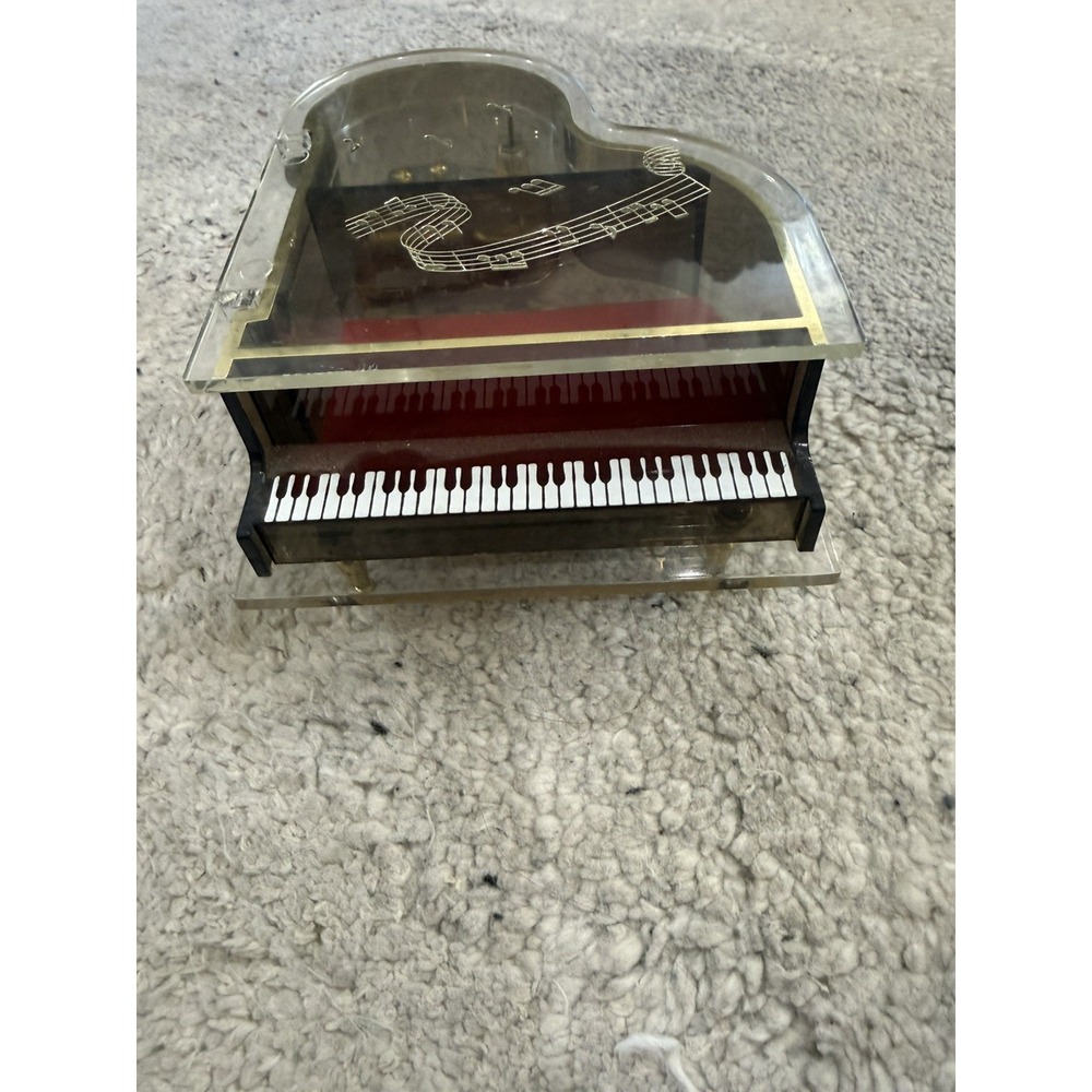 Vintage Laurel Lucite Piano Jewelry Music Box Made In Japan
